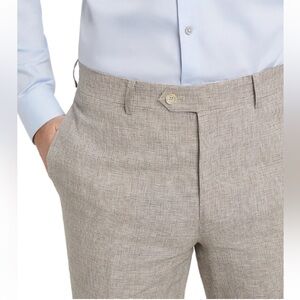 Tallia, Men's Slim-Fit Taupe Houndstooth Linen Suit Separate Pant, W36/ L30